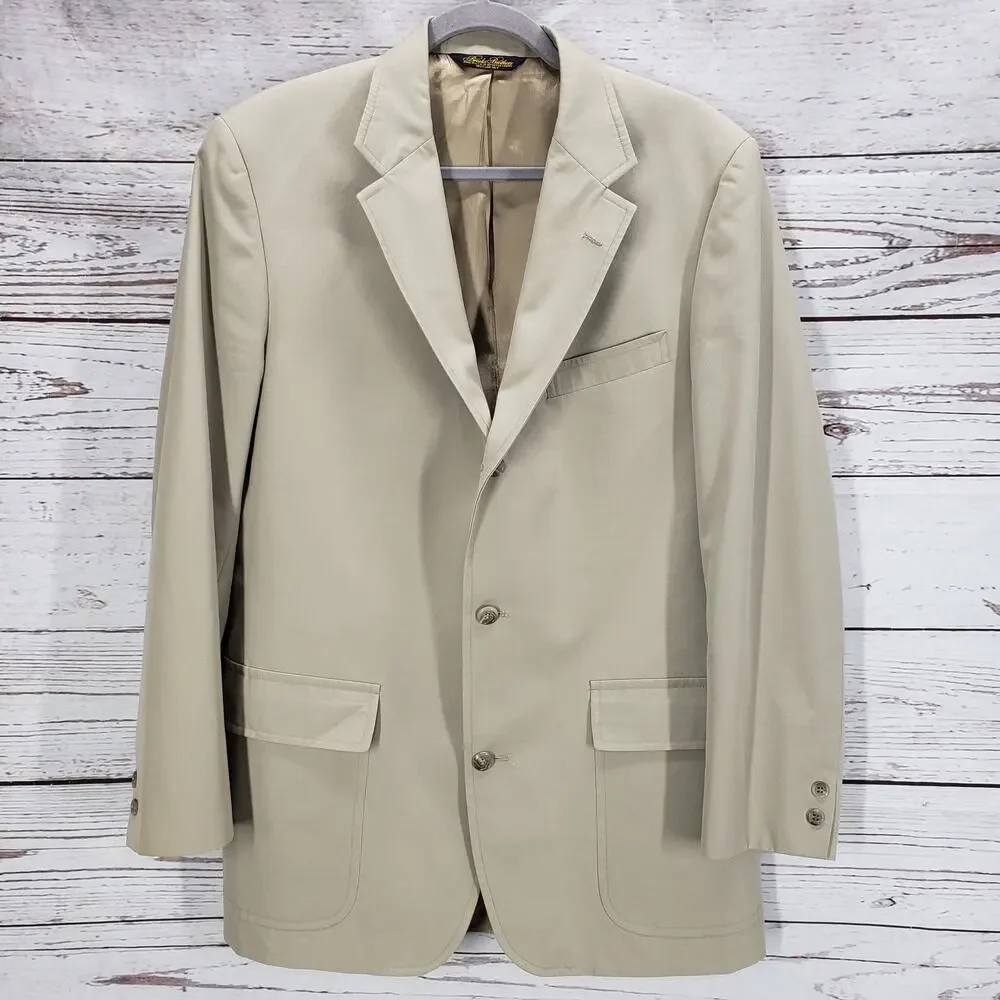 Vintage Brooks Brother Men's Beige 3 Buttons Sports Blazer Jacket Size 42L